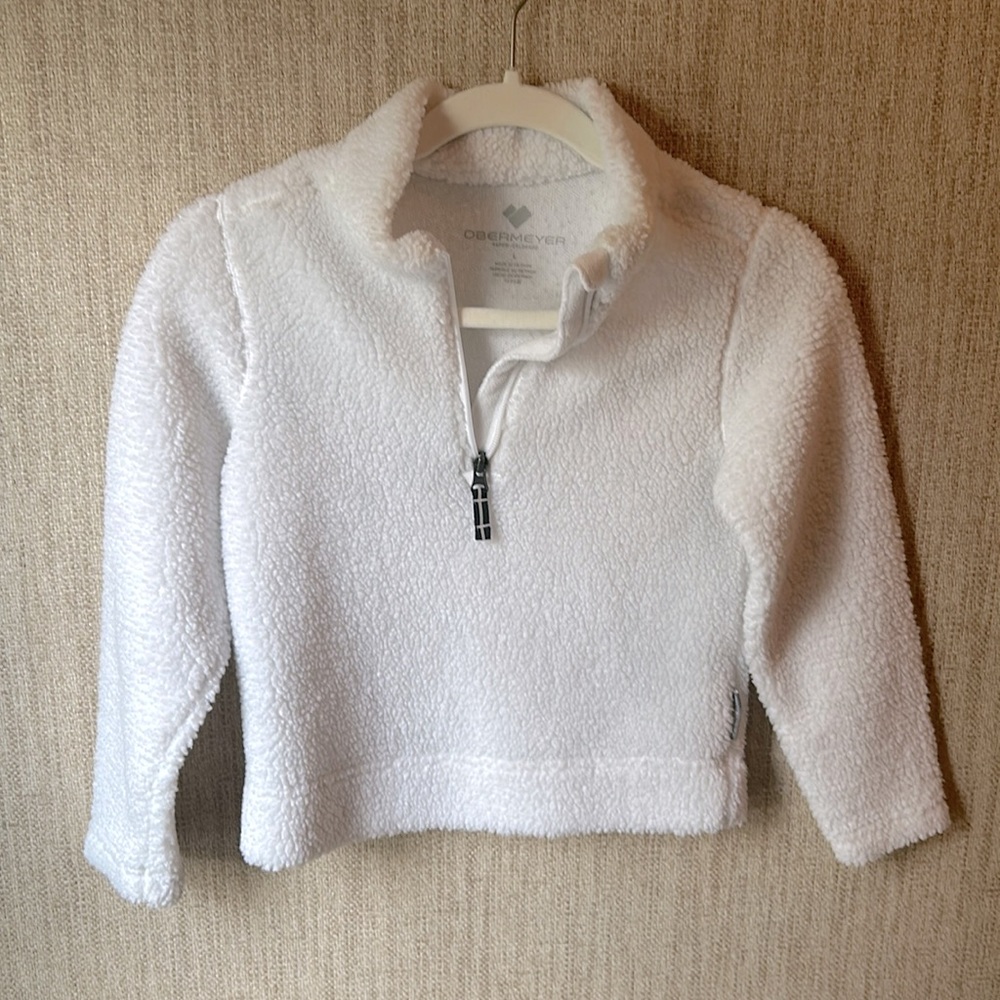 Obermeyer kids white fleece quarter zip